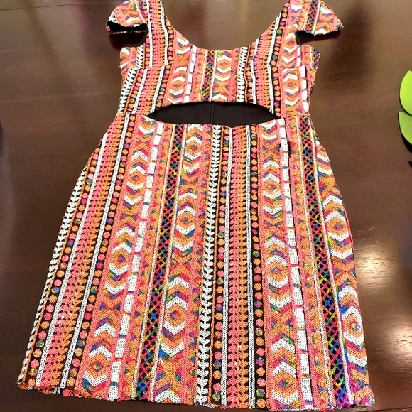 Rare London Cut-Out Midriff Sequin Dress. - Picture 11 of 14